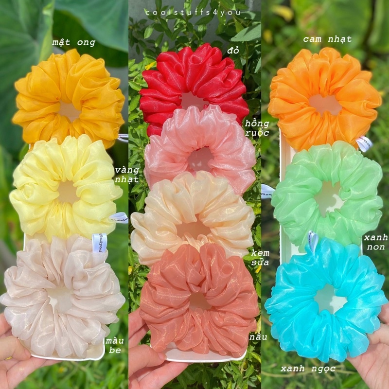 Bảng màu voan phồng✨Scrunchies voan phồng vải đẹp size thường