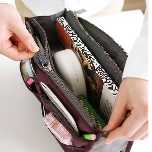 Multi-function travel cosmetic double zipper bag