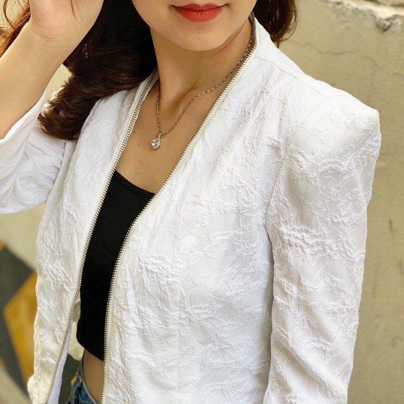 Áo khoác vest nữ dây kéo khoá
