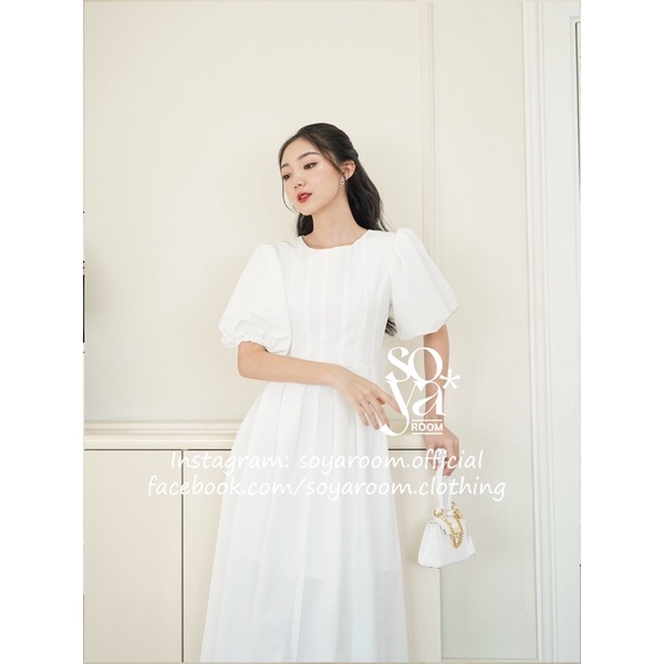 Đầm Xếp Ly Thắt Eo Tay Bồng - Emily Dress
