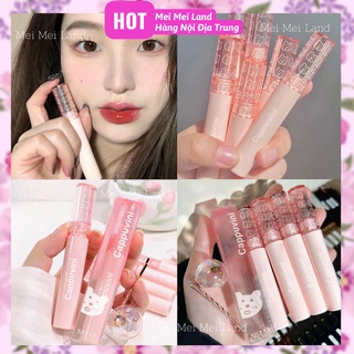 (New) Son Bóng Cappuvini Gấu Hồng Nắp Trong Dưỡng Ẩm Lên Môi Mềm Mịn