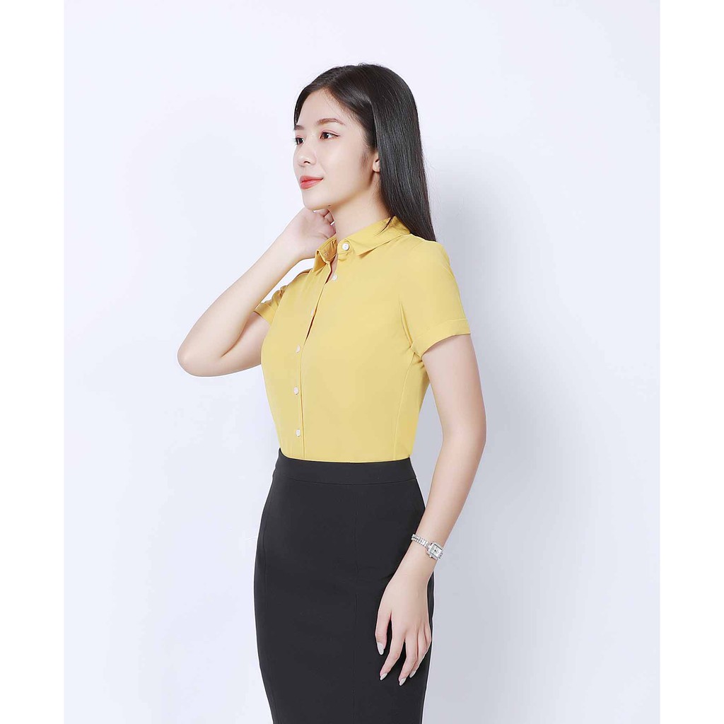 Áo sơ mi chiffon ngắn vàng R292 NỮ TNG