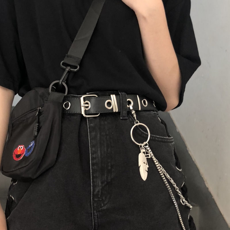 Dây nịt phong cách Punk phối dây đeo mắt xích thời trang cá tính cho nữ