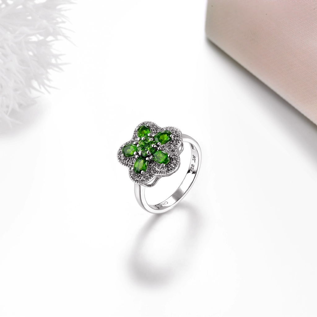 Nhẫn Mạ Bạc 925 Đính Đá Zircon Tự Nhiên Chất Lượng Cao