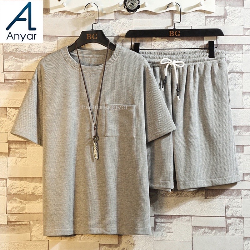 Bộ thun nam, đồ bộ nam mùa hè chất Cotton Xốp Thái phong cách thể thao trẻ trung mạnh mẽ