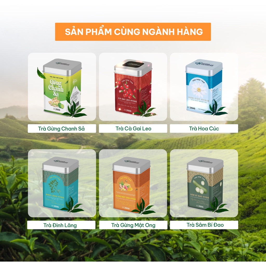 Trà Diếp Cá Hygie 50g/250g thanh nhiệt mát gan giảm nóng, dịch chiết diếp cá dạng hòa tan không tanh
