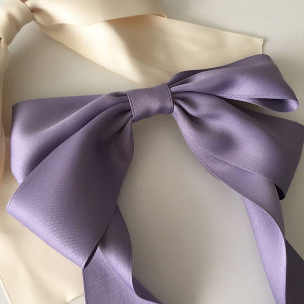 Kẹp Tóc Nơ Ruy Băng Màu Tím Thiết Kế Đơn Giản Cho Nữ