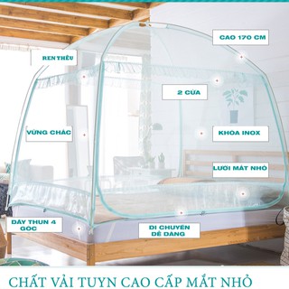 Mùng [màn] chụp di động người lớn / chống muỗi  chống côn trùng cao 1m7 có 2 cửa vải tuyn cao cấp [ kích thước 1.8 *2m ]