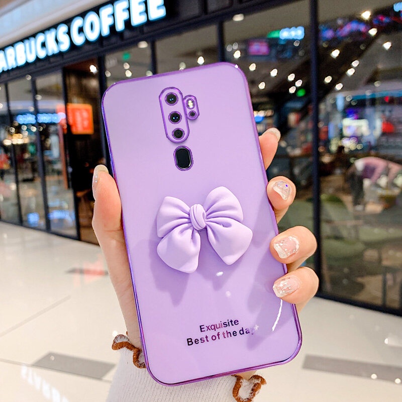 Ốp Điện Thoại Mạ Màu Kẹo Hình Cô Gái Thắt Nơ Cho OPPO A5 2020 A9 2020 A11 A11X