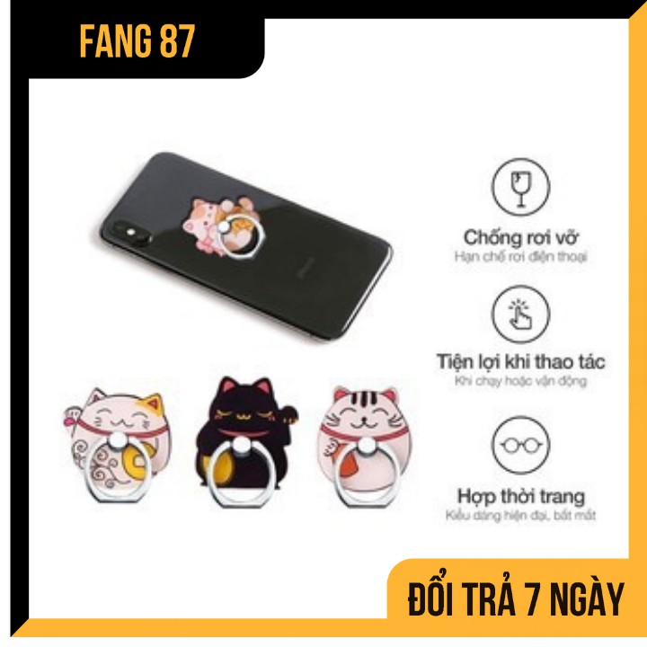 Gía đỡ điện thoại/Nhẫn dán điện thoại siêu dính hình thú trợ móc ngón tay
