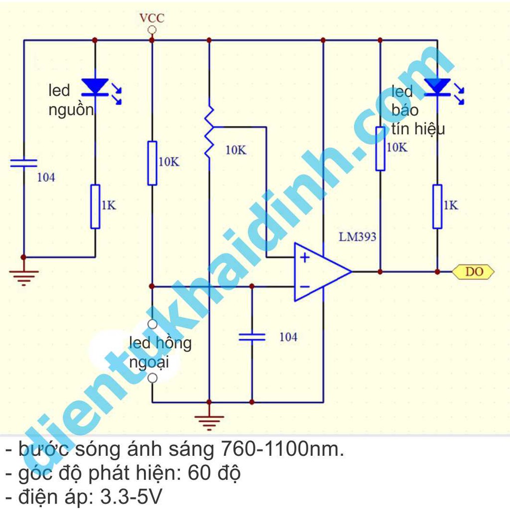 MODULE LED THU HỒNG NGOẠI KHÔNG VỎ 3PIN, out: DO KDE0367