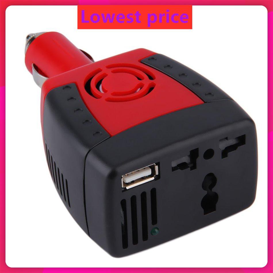 150W Red Car Auto Inverter Power Supply 12V DC to 220V AC Laptop Computer
