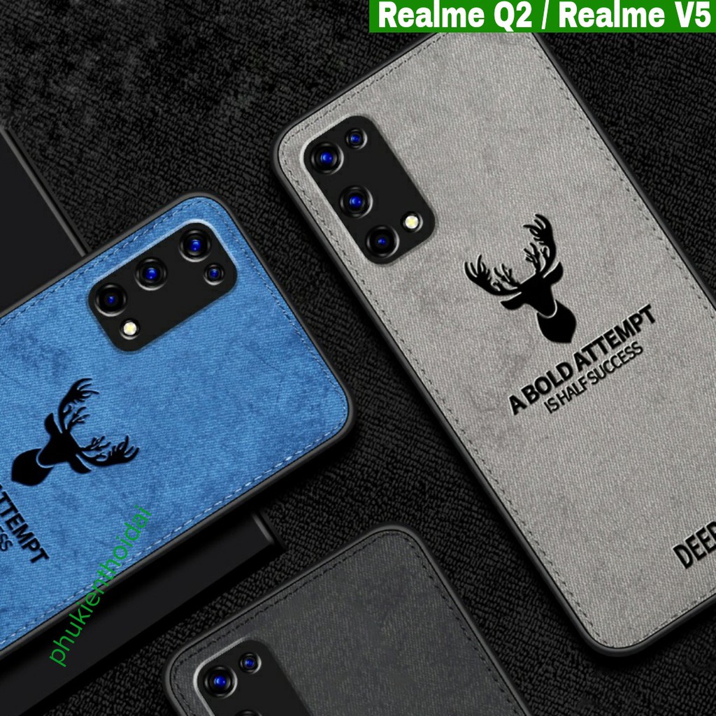 Ốp lưng Realme Q2 / V5 FREESHIP Từ 50k chống sốc vân vải hươu nai cao cấp