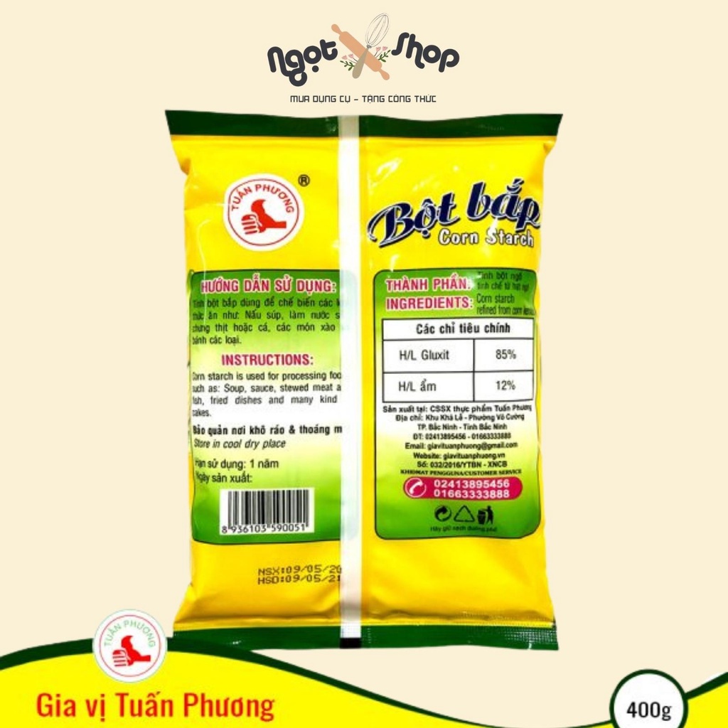 Bột ngô Tuấn Phương (tinh bột ngô/bột bắp)  gói 400g