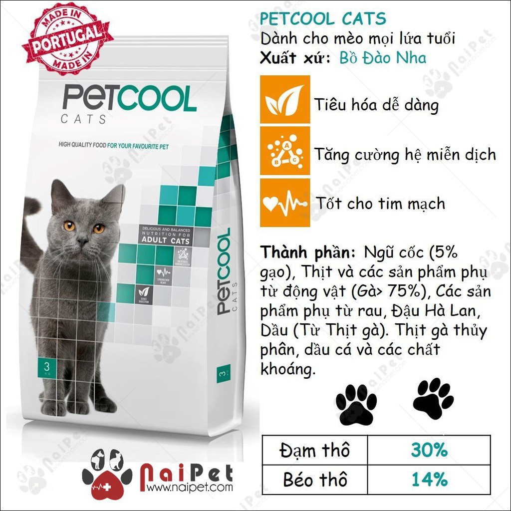 Thức Ăn Hạt Cho Mèo Trưởng Thành Petcool Cats 1.2kg