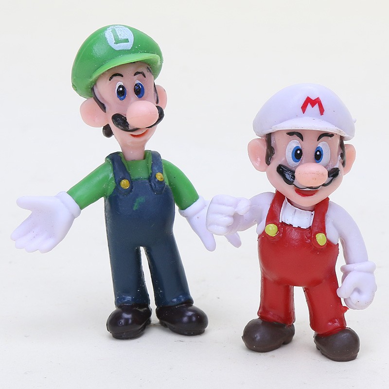 22 tượng PVC 3-7cm Mario Luigi Wario Toad Bowser Yoshi Peach Daisy Goomba Koopa Super Mario Bros