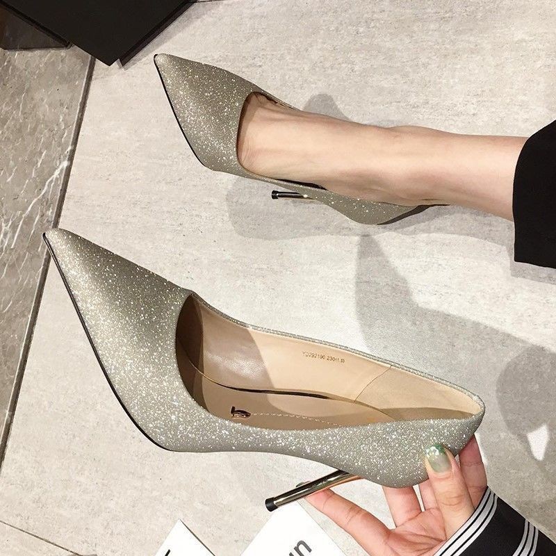 Giày Cao Gót Mũi Nhọn Thời Trang 2021 Phong Cách Pháp Cho Nữ