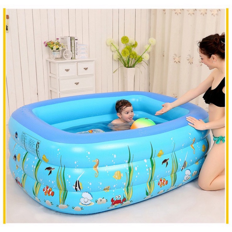 bể bơi phao bơm hơi cho bé 1m5 1m8 2M1 - 3 tầng loại dày em bé Babyjoy Mart