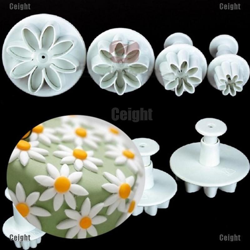 Set 4 Khuôn Cắt Tạo Hình Hoa Cúc Trang Trí Bánh Tiện Dụng