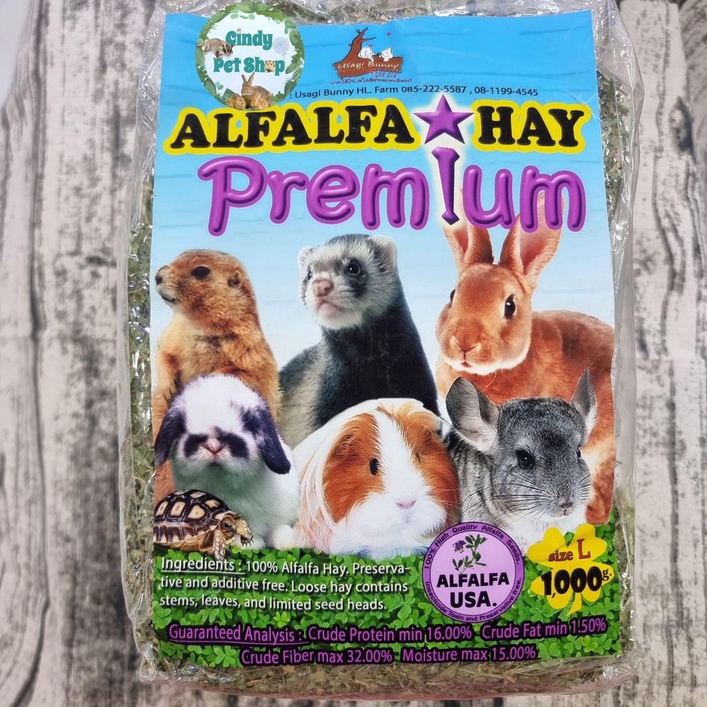 Cỏ Alfalfa Hay Premium mềm không cành 500g cho Thỏ con, Chinchilla...