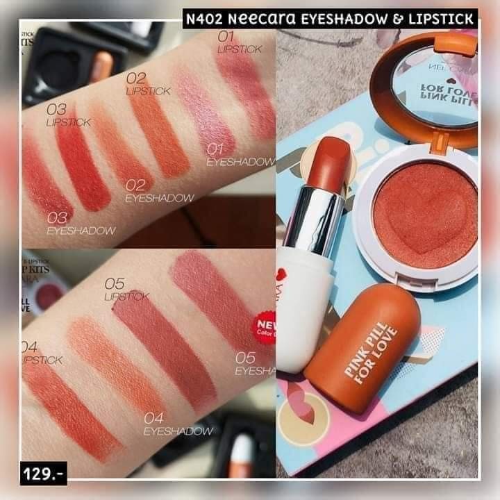 Set son và phấn mắt Nee Cara Pink Pill For Love N402 8.5g