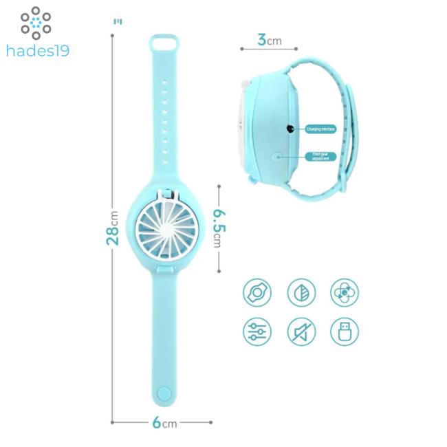 USB Chargeable Mute Small Fan Portable 3 Speeds Adjustable Handheld Watch Fan