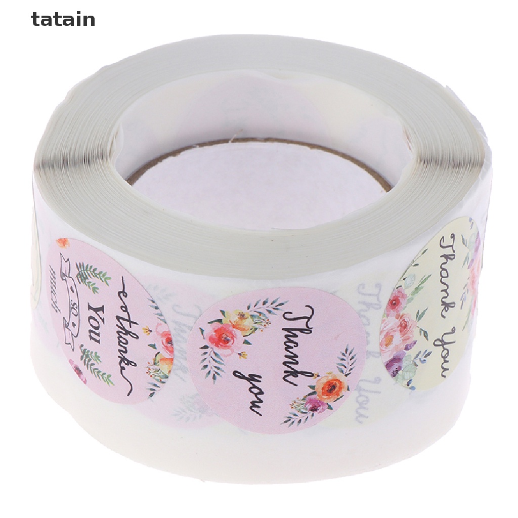 [TAT] 500pcs/roll round floral thank you stickers for package seal labels CVX