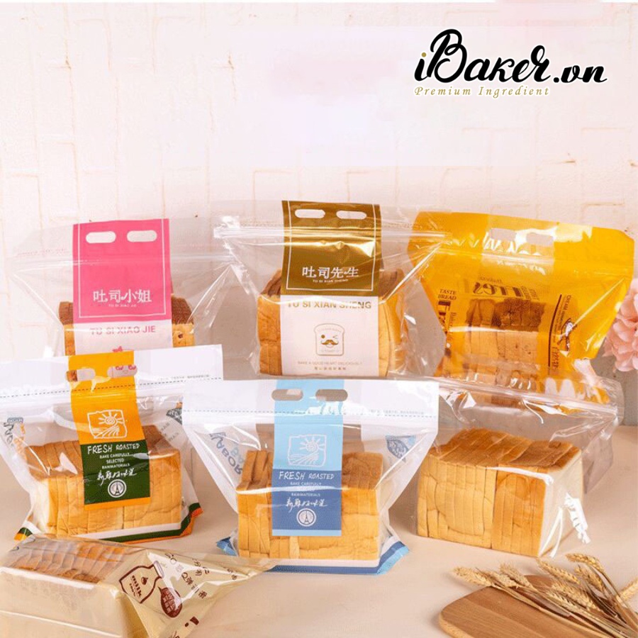 Túi zip bánh mì trong suốt size 32x26.5x19cm, đựng bánh mì, nhiều mẫu