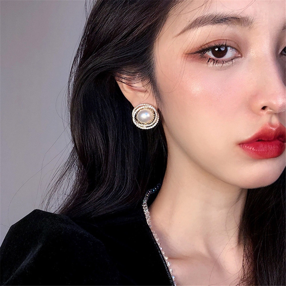Bông Tai Dạng Xoắn Ốc Gắn Đá Ngọc Trai Thời Trang Cho Nữ Yanqueens  Quà tặng trang sức
