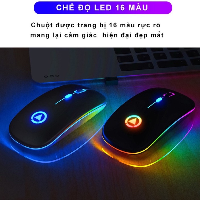 Chuột Không Dây Bluetooth Và USB 2.4 YINOIAO A2 LED RGB Chống Ồn Bảo Hành 6 Tháng-THMODERN