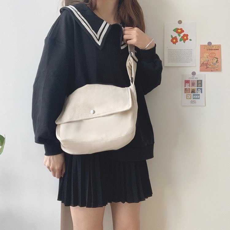 Túi tote giá rẻ vải canvas mềm đeo chéo đi hoc unisex phong cách ulzzang
