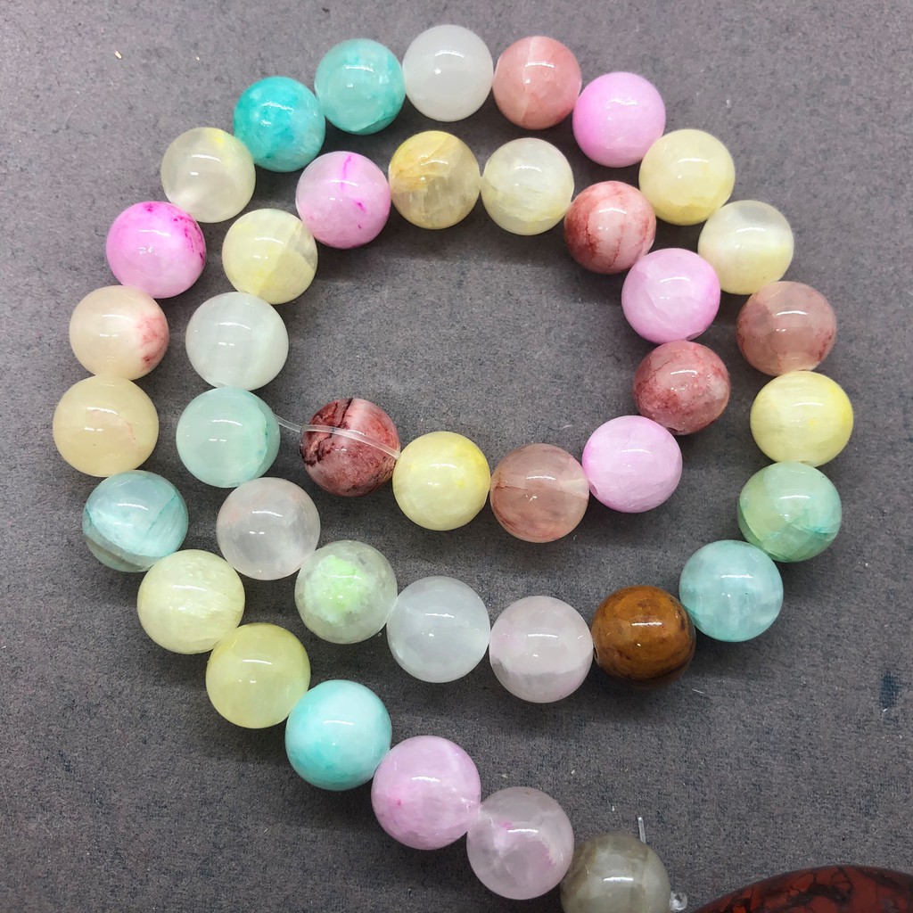 Đá chrysoprase tròn nhiều màu sắc kích thước 4-12mm dành cho làm trang sức thủ công