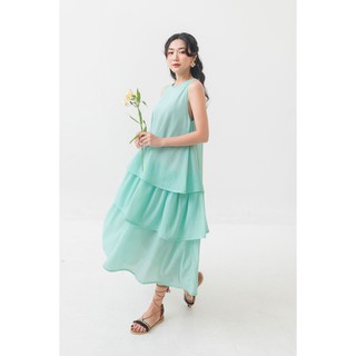 The Gaia - Đầm maxi thởi trang nữ, vải voan nhẹ mát, xanh mint dịu ngọt
