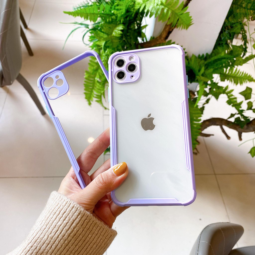 Ốp lưng iphone viền màu bảo vệ camera giả 12 -6s/6s plus/6/7/7plus/8/8plus/x/xs/xs max/11/11 pro/11 promax-AnhGa Case