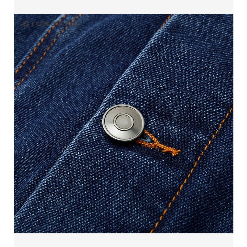 Áo khoác denim GIORDANO 13072885 cổ bẻ vải lông cừu Berber cho nam