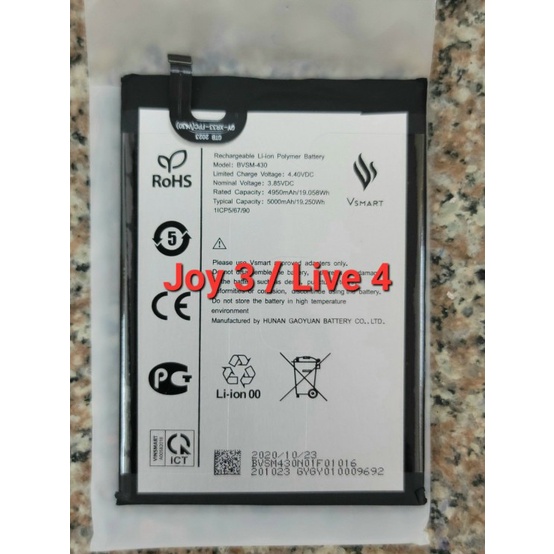 Pin vsmart Joy 3 / Joy 3 plus / Live 4 zin mới (BVSM 430)