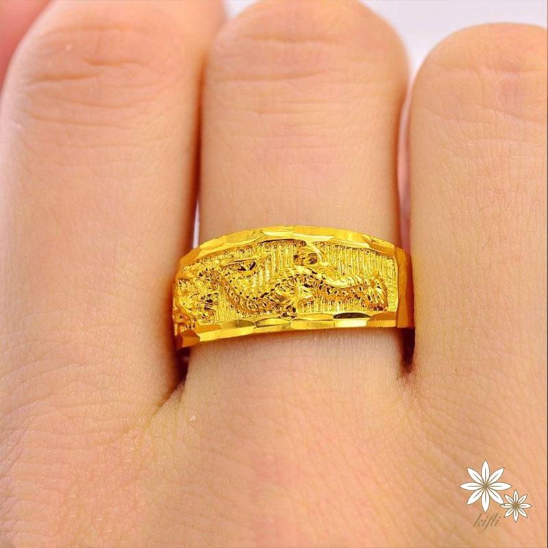 【kifli】Nhẫn Mạ Vàng Hình Rồng Và Phượng Hoàng Dạng Mở Dành Cho Nam Nữ