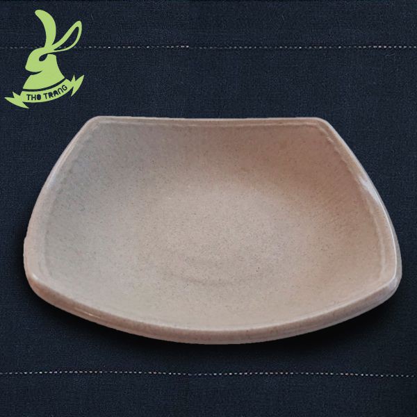 Dĩa vuông lõm nâu nhựa Melamine đựng các món ăn kèm trong đồ nướng P371, P372NN