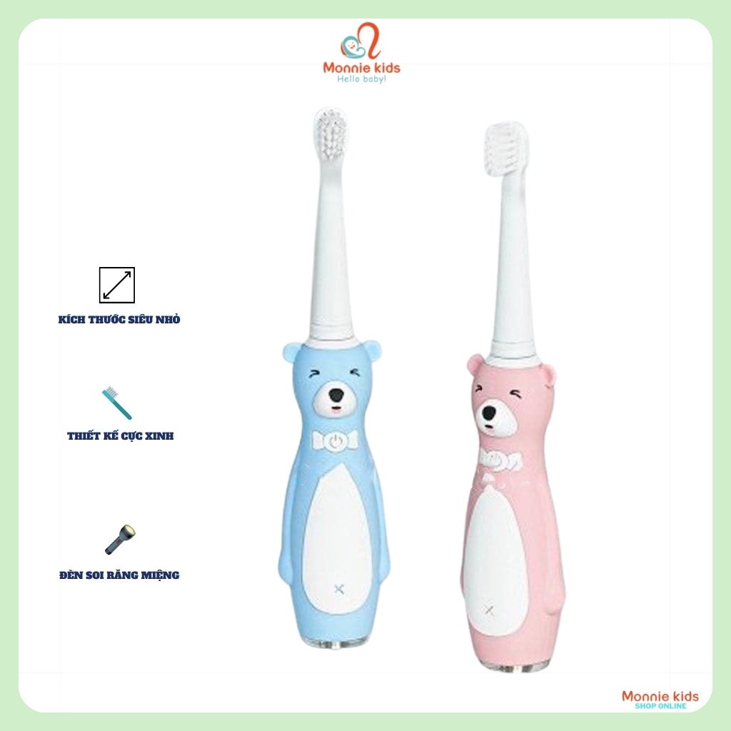 Bàn chải điện cho bé E-bear hình gấu, bàn chải tự động hiện đại cho trẻ - Monnie Kids