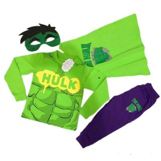 Bộ hóa trang siêu nhân người xanh Hulk cơ bắp tặng mặt nạ và áo choàng