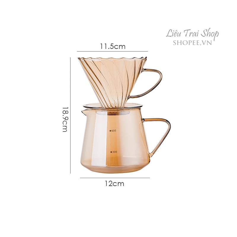 Bộ phễu lọc cà phê giấy v60 pour over drip tornado dripper