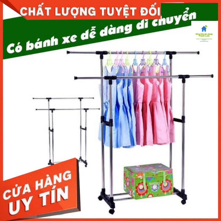 Giá treo quần áo thông minh chất liệu inox - kệ phơi đồ có bánh xe di động (SẴN BUÔN SỈ)