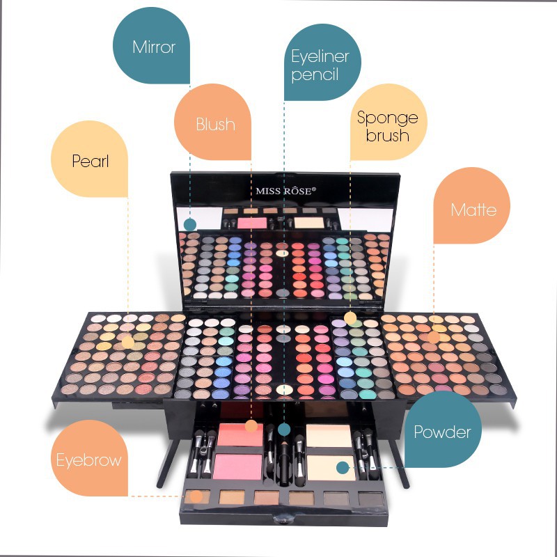 [SANY567 giảm 15% đơn 99K][Hàng mới về] Bảng màu phấn mắt Miss Rose hiệu ứng ánh nhũ/ nude/lì 180 màu sắc kết hợp | BigBuy360 - bigbuy360.vn