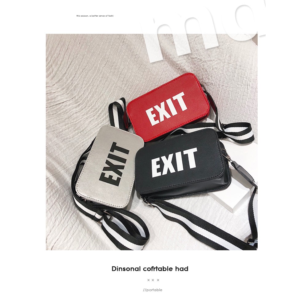 [deal shock]Túi xách hộp EXIT phối dây vải bản to | BigBuy360 - bigbuy360.vn