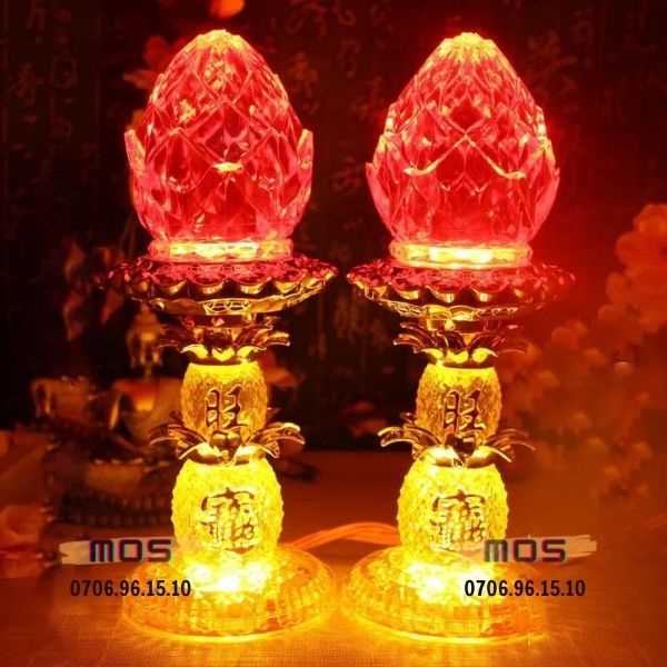 Đèn pha lê trái dứa thờ cúng Mos Shop