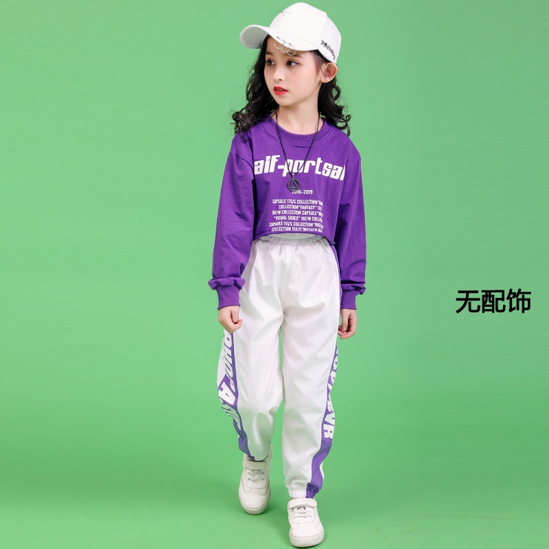 Set Bộ Thể Thao Áo Thun Croptop Quần Dài Gió Joggers Bé Gái Học Nhảy Hiện Đại Tiktok Zumba Cá Tính FaneKids FA023