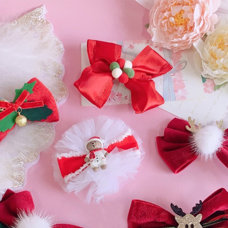 Kẹp Tóc Hình Nơ Giáng Sinh Chống Trượt Cho Nữ