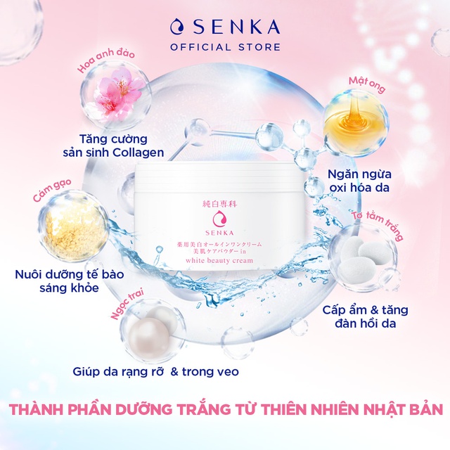 [Mã FMCGMALL -8% đơn 250K] Kem dưỡng trắng da nâng tông 3 trong 1 Senka White Beauty_15386 100g | BigBuy360 - bigbuy360.vn