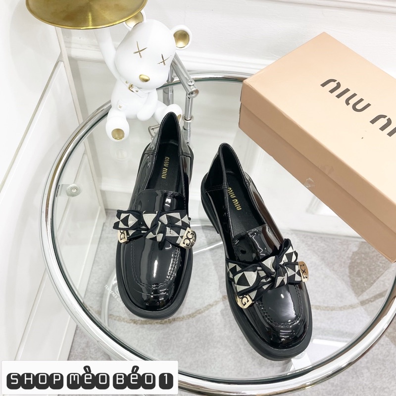 Giày moca miu miu nơ lụa fullbox