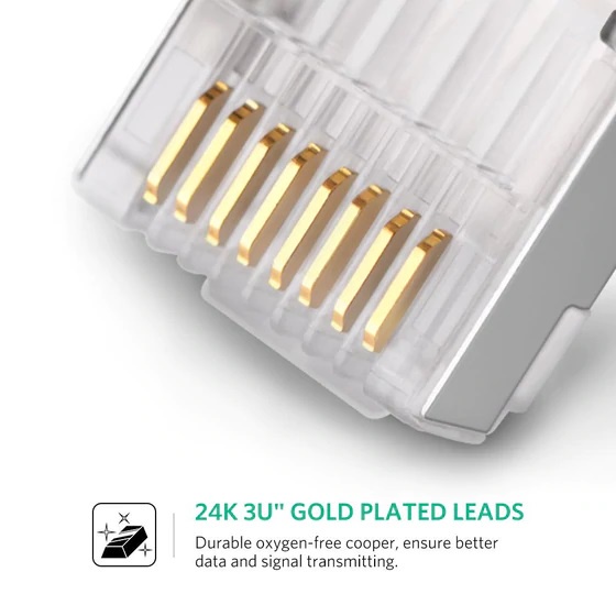 Hạt Mạng Cat 6 Bọc Nhôm Chống Nhiễu UGREEN 20333 (Túi 10 hạt) - Hàng Chính Hãng